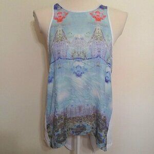 Watercolor print high low tank top size medium